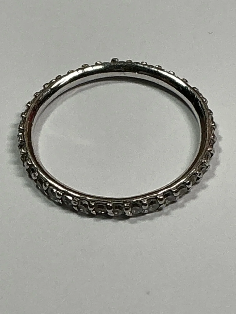 FAS Sterling Silver Ring with clear stones. Size 7